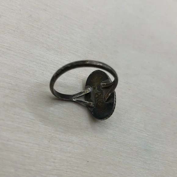 Vintage artisan MoP elegant ring sterling silver sz 7 rustic Native American - Picture 6 of 7